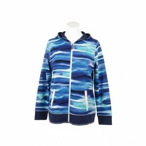 Onque Casual Womens Blue Striped Hoodie Jacket Size M
